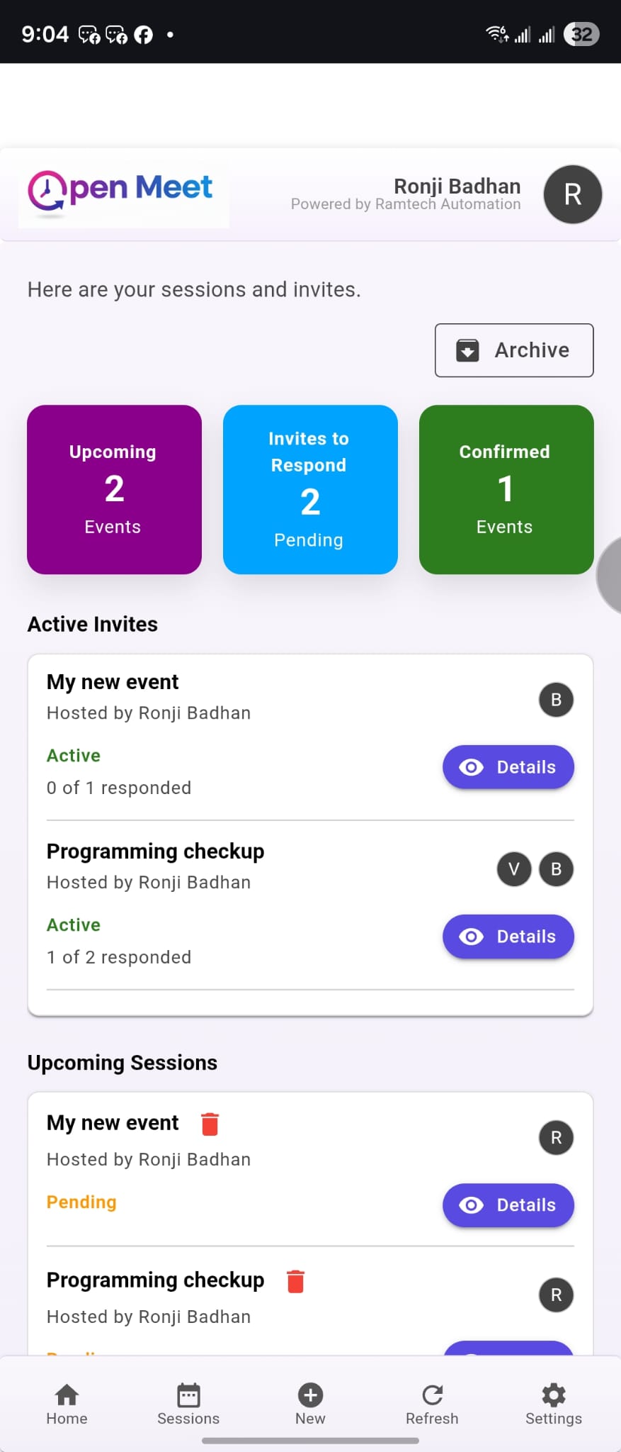 Open Meet mobile screen - setup